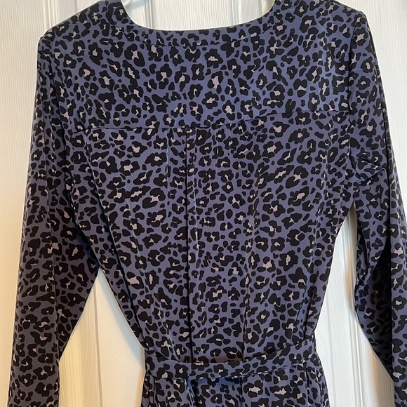 Banana Republic Factory Blue, Black, and Taupe Leopard Shirt Dress - Picture 5 of 8